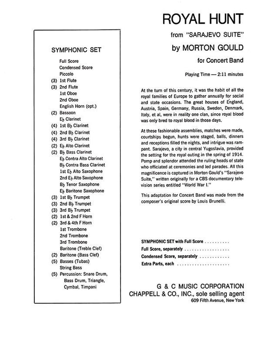 Schirmer - Gould - Royal Hunt Concert Band 4-5 Score/Parts