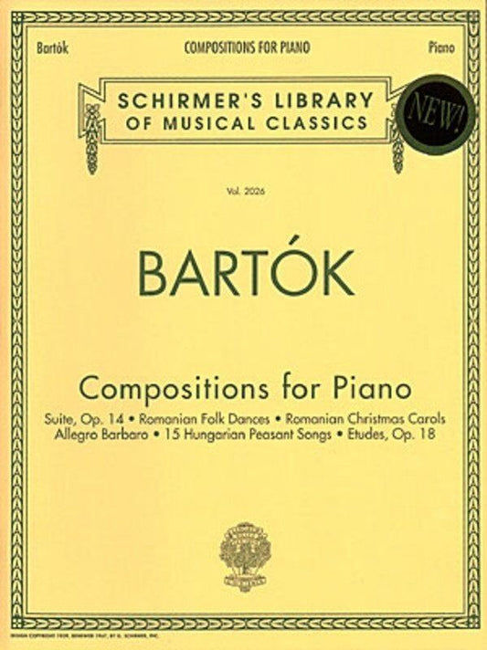Bartok - Compositions for Piano, G. Schirmer, 88 Pages, Includes 'Allegro Barbaro' and 5 Advanced Folk-Based Pieces