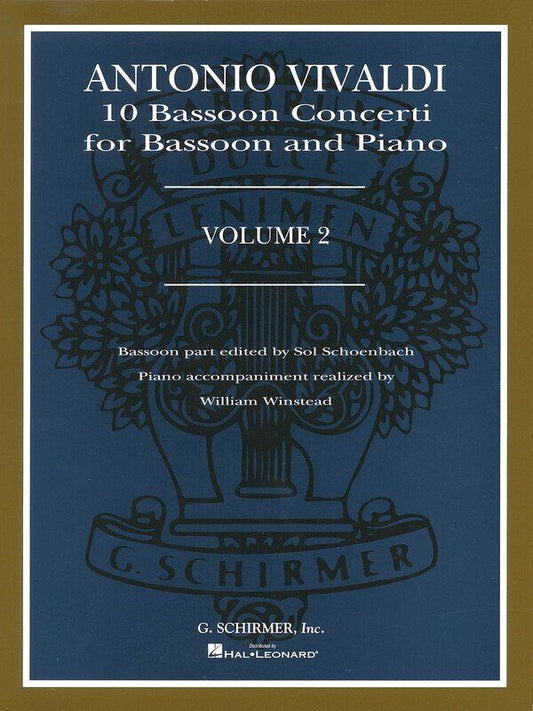 Vivaldi - 10 Bassoon Concertos Vol 2 for Bassoon and Piano, G. Schirmer, 88 Pages