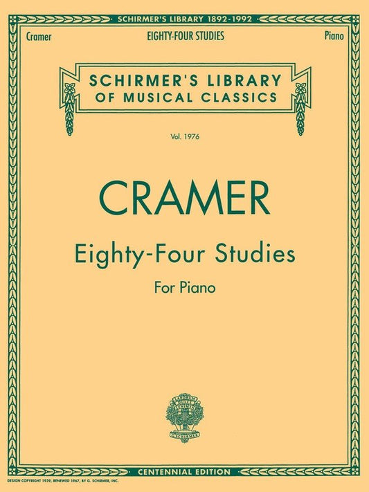 Cramer 84 Studies for Piano Complete - Advanced Level, 172 Pages, G. Schirmer