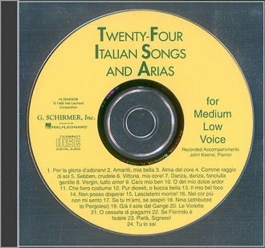 Schirmer - 24 Italian Songs & Arias Medium Low Cd Only