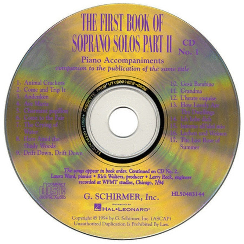 Schirmer - First Book Of Soprano Solos Pt 2 2Cd Set