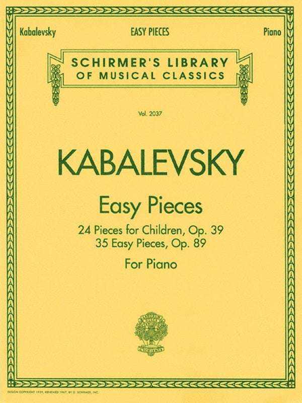 Kabalevsky - Easy Pieces Op 39/89 For Piano (Softcover Book)