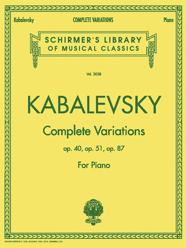 Kabalevsky - Complete Variations For Piano (Softcover Book)