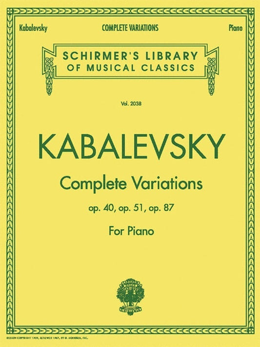 Kabalevsky - Complete Variations For Piano (Softcover Book)