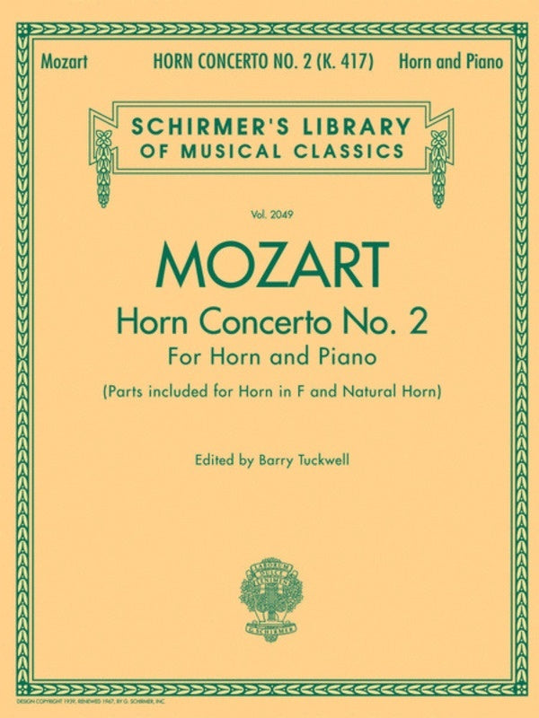Mozart Concerto N.2 Horn/Piano Ed.Tuckwel Book