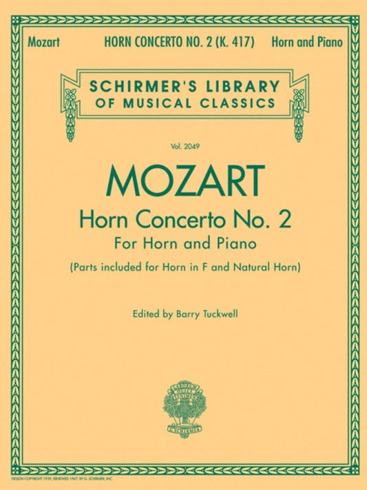 Mozart Concerto N.2 Horn/Piano Ed.Tuckwel Book