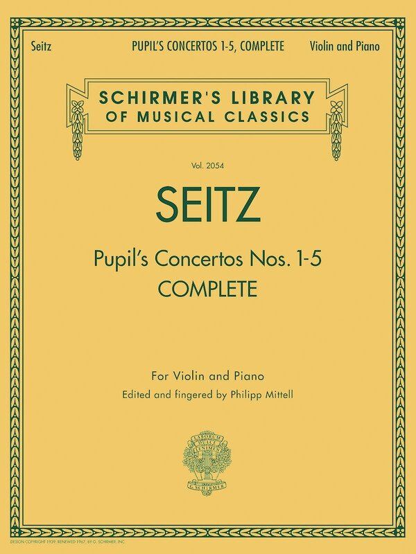 Seitz Pupil's Concertos Nos 1-5 for Violin and Piano, 80 Pages, G. Schirmer Edition