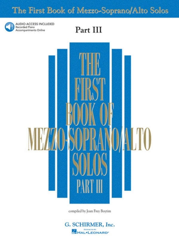 Schirmer - First Book Of Mezzo Soprano/Alto Solos Pt 3 Book/Online Audio