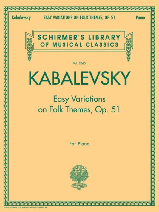 Kabalevsky - Easy Variations Op 51 Piano (Softcover Book)