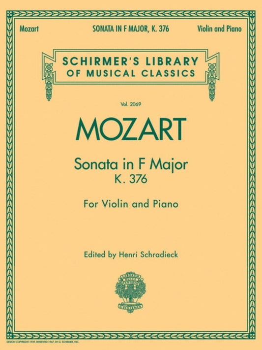 Mozart Violin Sonata In F K.376 Violin/Piano