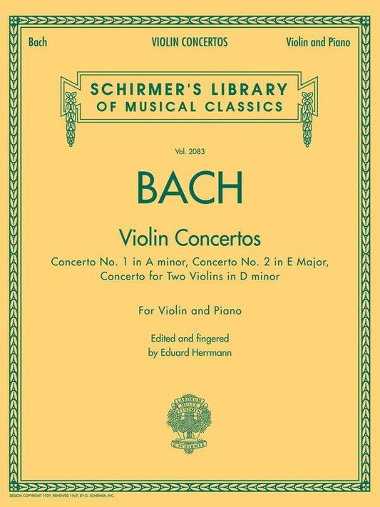 Bach - Violin Concertos for Violin/Piano, BWV 1041, 1042, 1043, G. Schirmer, 64 Pages, Schirmer's Library of Musical Classics