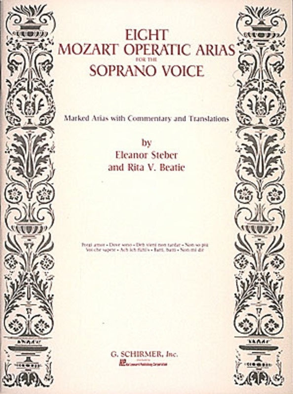 Schirmer - 8 Mozart Operatic Arias For Soprano Voice