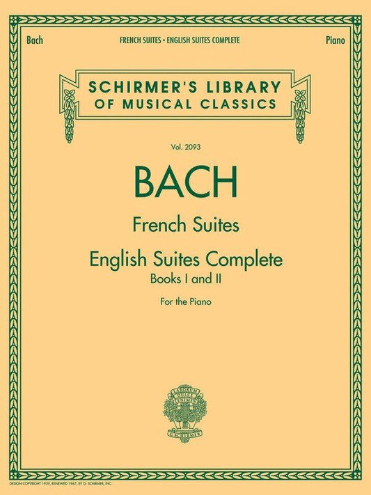Bach - French Suites & English Suites Complete for Piano, 176 Pages, Schirmer's Library of Musical Classics