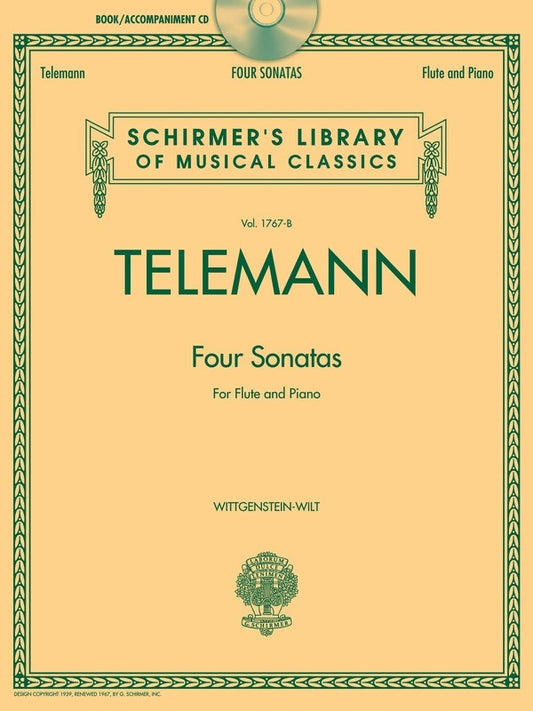 Telemann - 4 Sonatas Flute/Piano Book/Online Audio (Softcover Book/Online Audio)