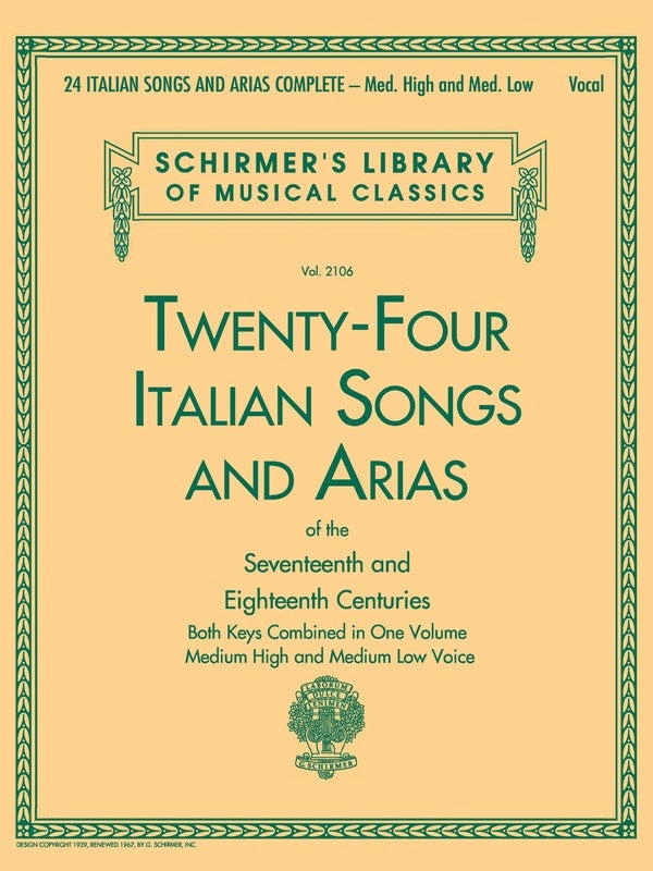 Schirmer - 24 Italian Songs And Arias Complete