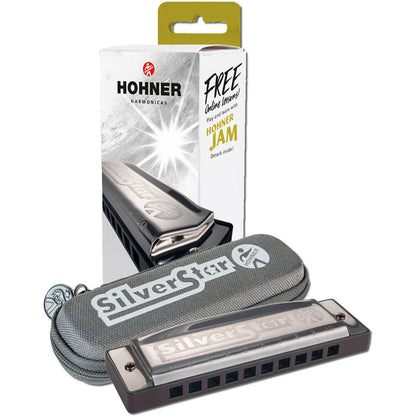 Hohner Silverstar Harmonica in Key of E - Diatonic, 10 Holes, Brass Reeds, ABS Comb, Stainless Steel Covers, 3 Octaves, 10.5cm Long