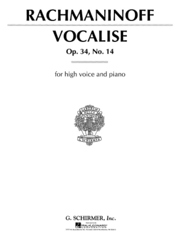 Schirmer - Rachmaninoff - Vocalise Op 34 No 14 High Voice/Piano