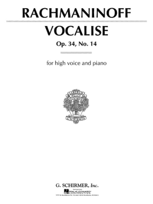 Schirmer - Rachmaninoff - Vocalise Op 34 No 14 High Voice/Piano