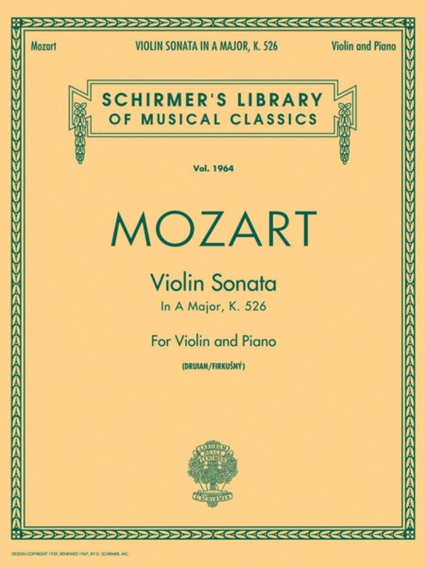 Mozart - Sonata In A K 526 Violin/Piano (Softcover Book)