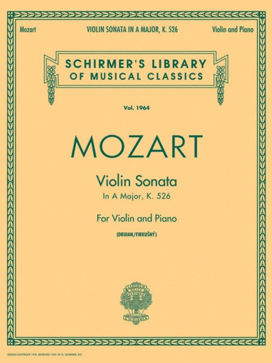 Mozart - Sonata In A K 526 Violin/Piano (Softcover Book)