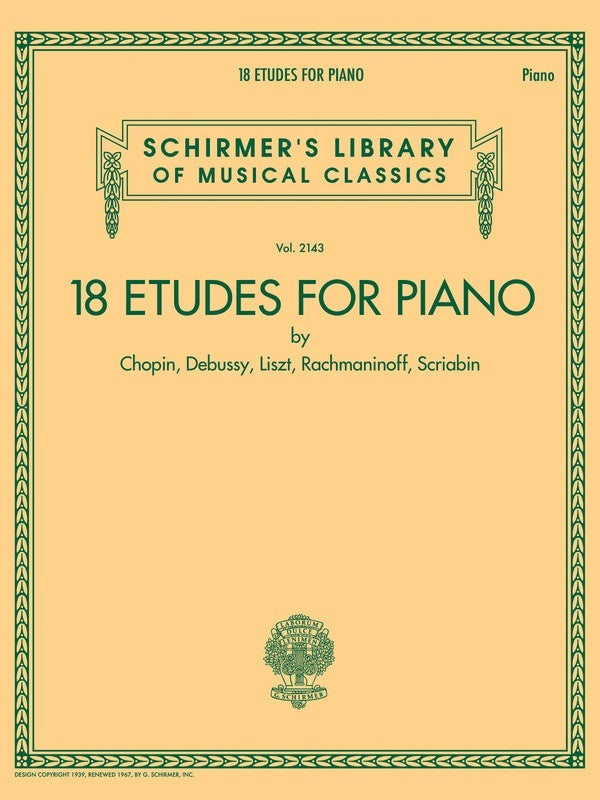 Schirmer - 18 Etudes For Piano