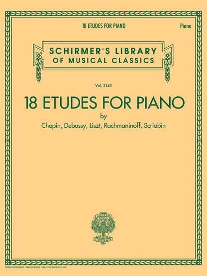 Schirmer - 18 Etudes For Piano