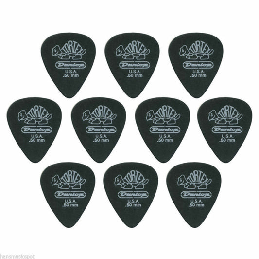 10 x Jim Dunlop Tortex Pitch Black 0.50mm Guitar Picks NEW Free Postage 488R