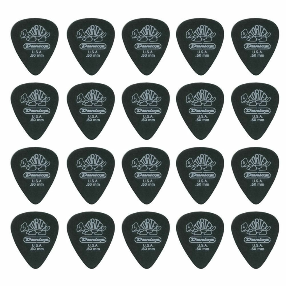 20 x Jim Dunlop Tortex Pitch Black .50MM Guitar Picks Free Shipping