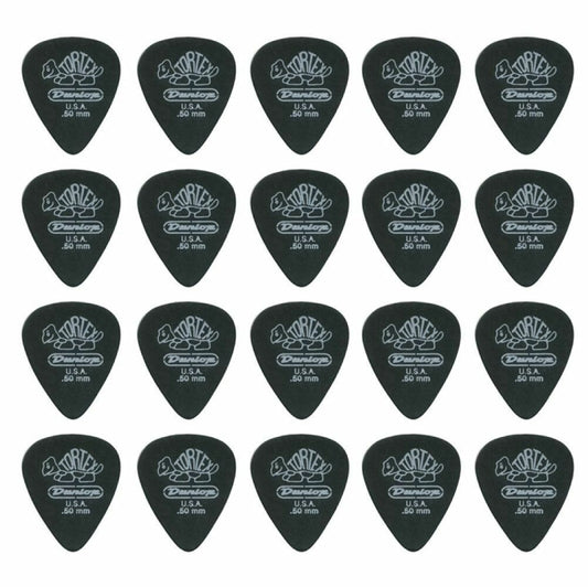 20 x Jim Dunlop Tortex Pitch Black .50MM Guitar Picks Free Shipping