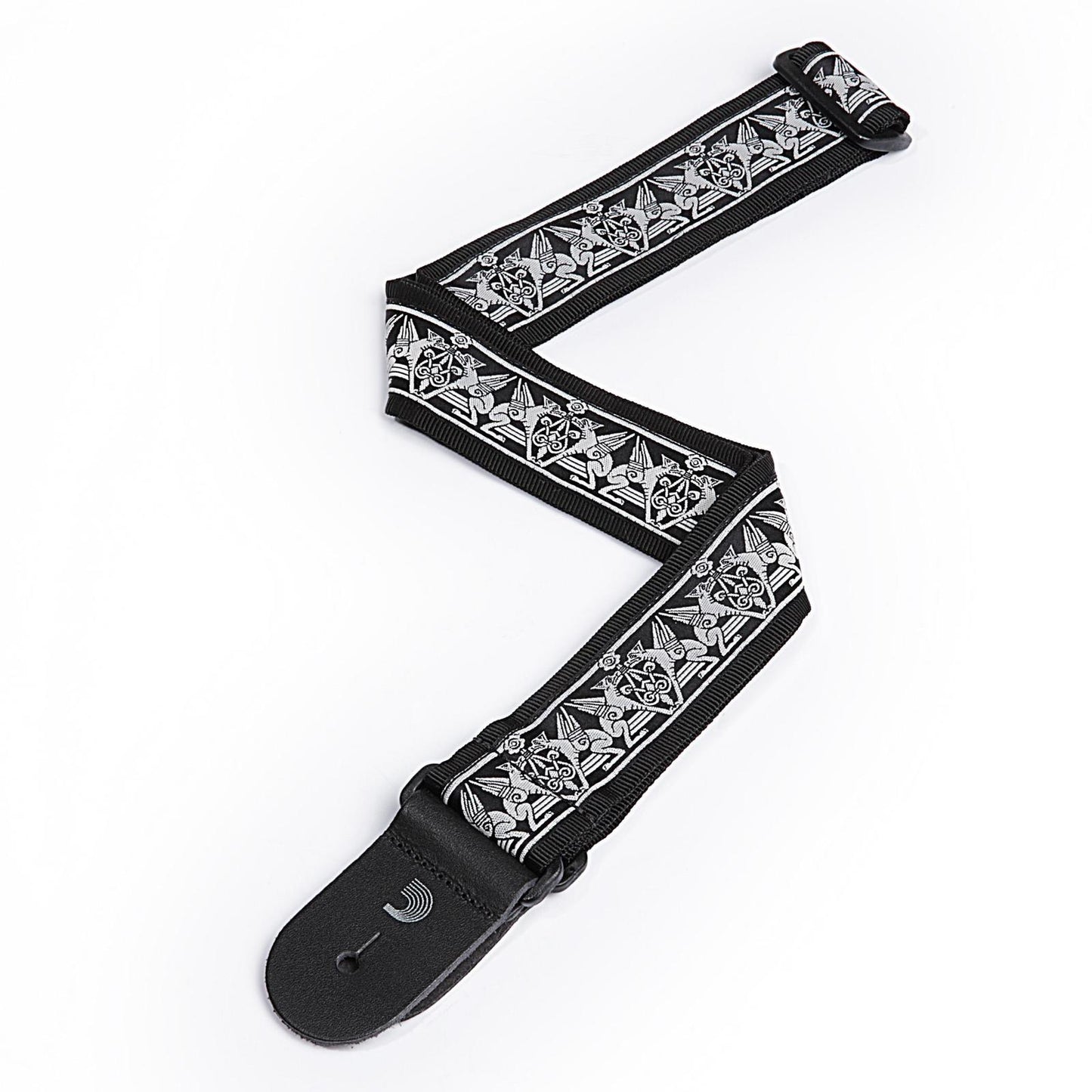 D'Addario 2 Inch Tubular Webbing w/ Grey Jaquard Design Guitar Strap
