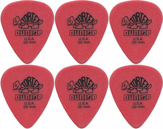 6 x Jim Dunlop Tortex Standard .50MM Gauge Guitar Picks 418R Red