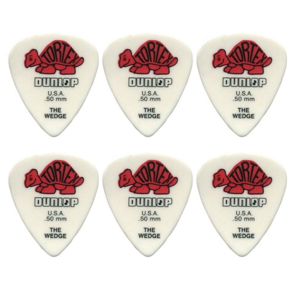 6 x Jim Dunlop Tortex Wedge 0.50mm Guitar Picks 424R USA Basic Pack