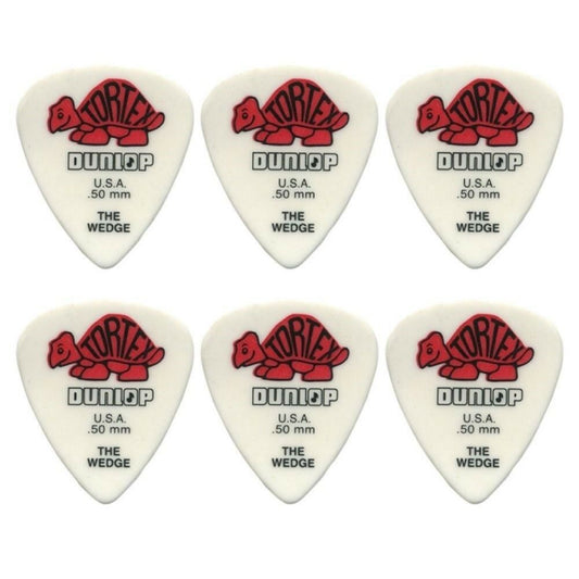 6 x Jim Dunlop Tortex Wedge 0.50mm Guitar Picks 424R USA Basic Pack