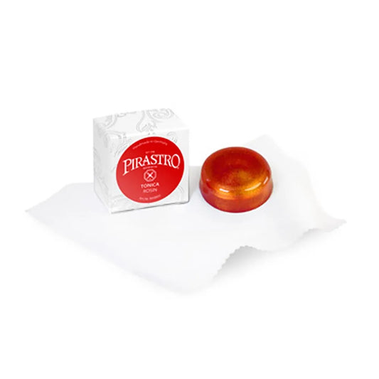 Pirastro Tonica Violin Rosin - Medium-Hard with Built-In Grip and Cloth, Metallic Orange Color