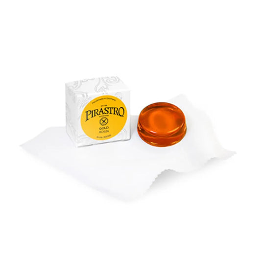 Pirastro Gold Violin Rosin, Medium-Hard, Orange, Crimped Cloth, Square Box, Ideal for Gold Gut Strings