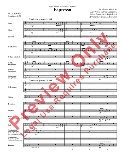 Espresso Concert Band Arrangement Grade 2 Sheet Music — view 3