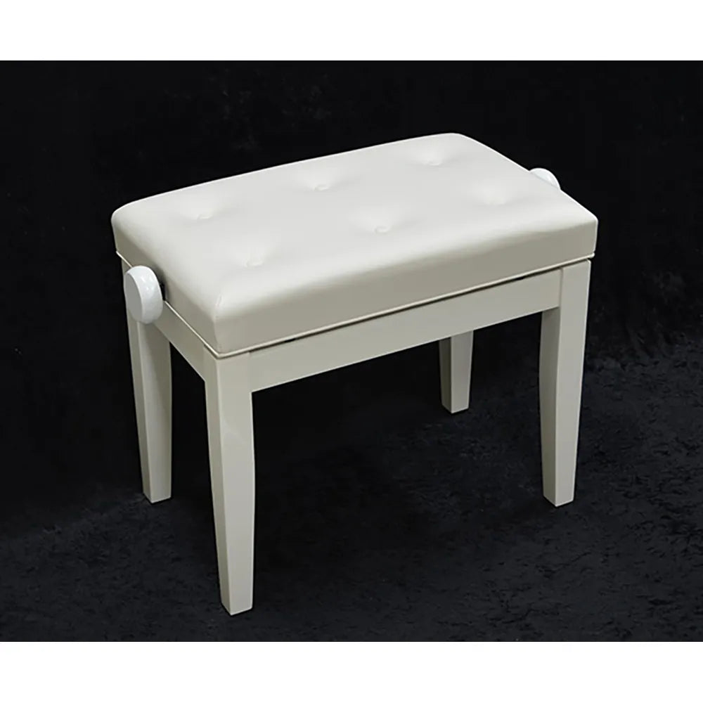 Linley Adjustable Piano Bench with Buttoned Seat - Gloss White