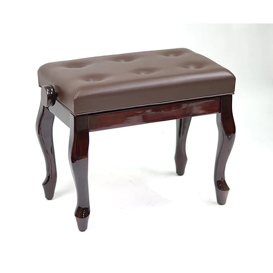 Linley Adjustable Piano Bench with Buttoned Seat and Cabriolet Legs - Mahogany Finish