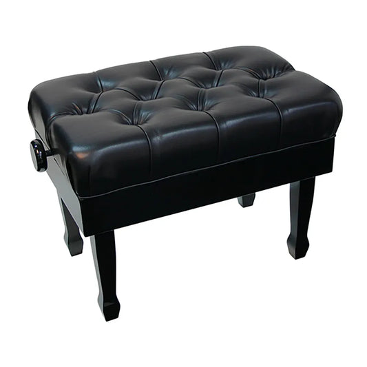 Linley Adjustable Concert Piano Bench with Ultra-Padded Black Buttoned Seat