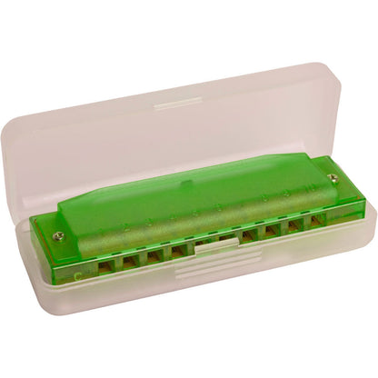 Hohner Translucent Green Diatonic Harmonica - 10 Holes, Brass Reeds, 3 Octaves — view 2