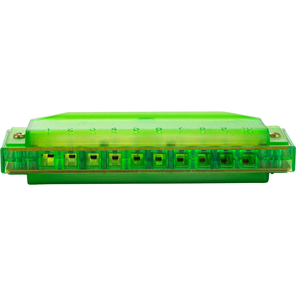 Hohner Translucent Green Diatonic Harmonica - 10 Holes, Brass Reeds, 3 Octaves — view 4