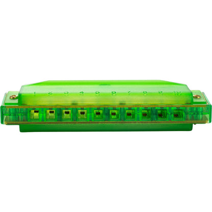 Hohner Translucent Green Diatonic Harmonica - 10 Holes, Brass Reeds, 3 Octaves — view 4