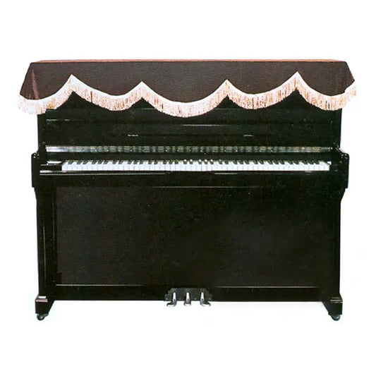 Brown Top Cover for Upright Piano - Decorative Dust Cover with Tasseled Edge