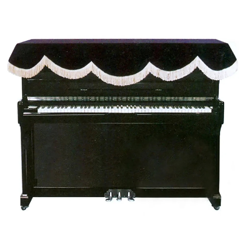 Black Decorative Top Cover for Upright Piano with Tasseled Edge