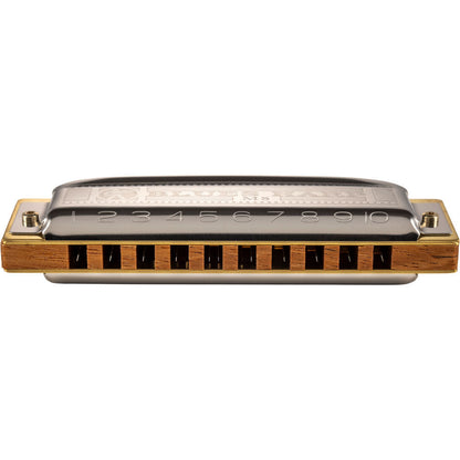 Hohner MS Series Blues Harp Harmonica in Key of Ab with Wooden Comb and Stainless Steel Covers — view 3