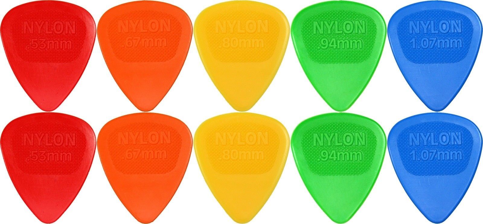 10 x Dunlop Midi Nylon MIXED Colours Guitar Picks NEW