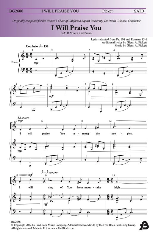 I Will Praise You Satb Octavo