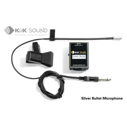 K&K Silver Bullet B&W Microphone with 1/4" Output and Preamp Power Supply Options