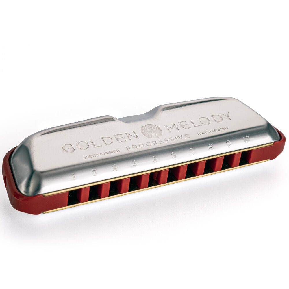 Hohner Golden Melody Progressive Harmonica - Key of G, Diatonic, 10 Holes, Stainless Steel Covers, Equal Temperament, Made in Germany — view 2